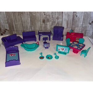 Kid Connection Lot of 17 Dollhouse Furniture Bed Sofa Desk Table Accessories